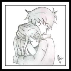 Sometimes a hug says everything you can't put into words. This gentle pencil sketch captures the quiet comfort and safety of an embrace, a simple moment of connection.