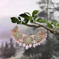 Inspired by nature, this bridal necklace combines the soft blush of rose quartz beads with the timeless elegance of polki and emeralds. It is a piece designed to celebrate a bride's grace and tell her unique story.