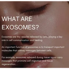 Exosomes are tiny messengers that tell your cells to repair and regenerate. They play a key role in promoting cell migration and tissue healing.