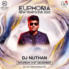 This was the official event poster for Euphoria, the New Year's Eve 2023 concert I headlined at The Lalit Ashok. It was one of the biggest parties in Bangalore, and an unforgettable night.
