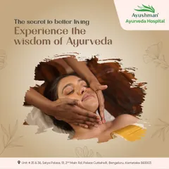 The secret to better living often lies in ancient wisdom. This image captures a moment of pure relaxation during an Ayurvedic facial massage at our hospital. We believe in the power of touch and herbal science to rejuvenate the skin and calm the mind.