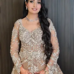 A full view of my beautiful engagement bride. Her glowing makeup complements her stunning embellished gown perfectly.