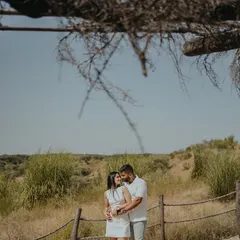 A sweet, candid moment from Tushar and Bhakti's pre-wedding shoot. The natural embrace and genuine smiles are what we strive to capture, telling a story of comfort and happiness.