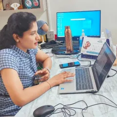 A candid shot of me during the webinar session. I am passionate about using these platforms to make dermatological science accessible and easy to understand for everyone.