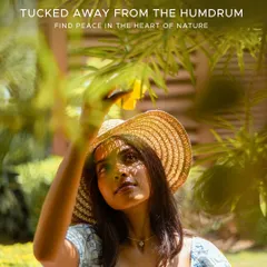 Find peace in the heart of nature. A guest takes a moment to connect with the foliage, the dappled sunlight creating beautiful patterns through the leaves. It is in these small moments that true relaxation is found.