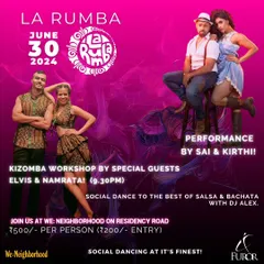 The announcement for a packed night with a Kizomba workshop and a special Salsa performance. There's always something new at La Rumba.