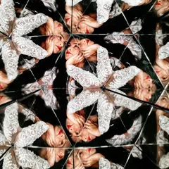 A beautiful bridal portrait using a kaleidoscope to create a floral, star-like pattern. The effect is stunning and turns a simple portrait into a piece of art.