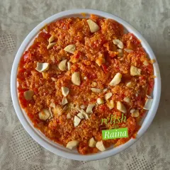 A serving of Gajar ka Halwa on a plate. It's a delightful way to enjoy the sweetness of winter carrots.