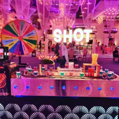 Take a chance at our interactive shot station. Guests can spin the wheel to decide their shot, adding a layer of gaming and excitement to the bar experience.
