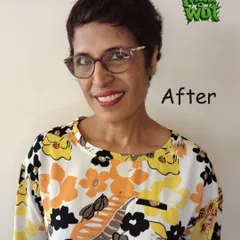 And here is the after! We went for a bold, textured pixie cut that completely framed her face and brought out her incredible smile. This is the power of a good haircut.