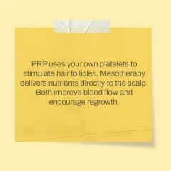 This explains the fundamental mechanisms of my two primary hair restoration treatments. PRP uses your body's own platelets to stimulate follicles, while Mesotherapy acts as a direct nutrient delivery system to the scalp, with both promoting regrowth.