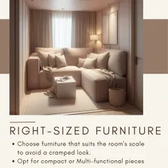 Choosing right-sized furniture is crucial for small rooms. I recommend selecting compact or multi-functional pieces that fit the room's scale to avoid a cramped look and maximize usable floor space.
