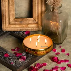 I crafted 650 of these exquisite urli candles for Monte Carlo's corporate Diwali gifting. This beautifully staged photo shows how the candle can be a stunning decor piece.