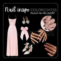 Need nail inspiration for your next event? This mood board pairs a beautiful pink dress with the perfect accessory: a set of my classic, clean press-on nails.