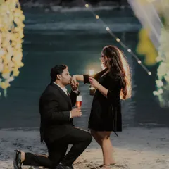 As dusk settled, we created a world just for them. A simple proposal scene, lit by the warm glow of a candle and the promise in his eyes. I believe in crafting these stylized moments that feel like a scene from your own personal movie.