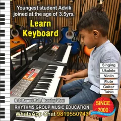 We welcome learners of all ages, starting from as young as 3.5 years old. Our teaching methods for children are designed to be fun, engaging, and simple, helping them develop a love for music from an early age, just like our youngest keyboard student, Advik.