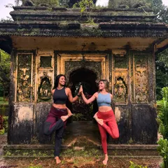 Yoga is about connection, with yourself and with others. Here, I share a moment of balance and friendship in a half-lotus pose in front of a beautiful, ancient temple. My retreats are a space where you will meet your kind of people and grow together.
