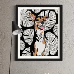 Here is a closer look at a framed print. The bold lines and monochrome background make the pet's personality pop.