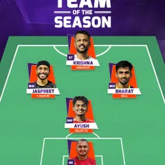 A professionally designed graphic for the 'Team of the Season' for the Just Fives League. I create high-quality media content to recognize and celebrate top performers.