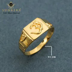 This classic men's signet ring features the sacred 'Om' symbol in polished 22K gold. With a substantial weight of 5.98 grams, it is a piece of grace and spiritual significance.