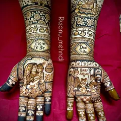 Celebrating the wonderful journey to motherhood with this full baby shower mehndi. I included portraits of the 'Mom To Be' and 'Dad To Be', along with sweet baby motifs and blessings, making it a beautiful keepsake of this special time.