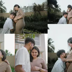 In this pause between now and forever, we’re growing something beautiful. A collage of loving moments from an outdoor maternity session.