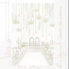 The journey begins with a sketch. This was the initial watercolor drawing for the ivory and peach mandap, capturing the vision before we started building.