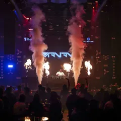 CO2 cannons and pyro combine for an explosive effect. This is how you make a statement.
