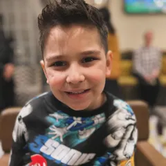 A happy client with his fresh new haircut. It's always my goal to make sure the kids have a great experience and leave with a smile.