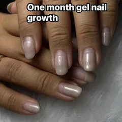 This image shows one month of natural nail growth under a gel overlay. This service is great for helping you grow your own nails while keeping them strong.
