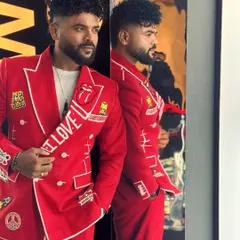 A closer look at the details of my red suit. Style is a way to say who you are without speaking.