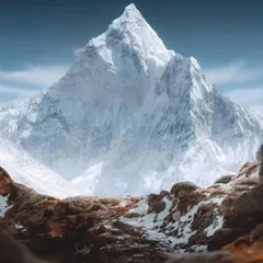 The sharp, icy peak of a Himalayan giant seen on the Everest Base Camp trek. I ensure all safety measures and permits are handled for this moderate-difficulty trek.