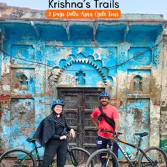 A splash of color on our Krishna's Trails tour. This two-day Delhi to Agra cycling trip is full of moments like this, discovering hidden architectural gems and vibrant local culture in the villages of the Braj region.