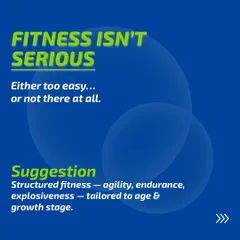 Fitness is not a joke or an afterthought here. It's a core part of our training. We implement structured fitness programs focusing on agility, endurance, and explosiveness, tailored to each player's growth stage.