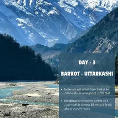 Char Dham Yatra Day 3: A beautiful 4-hour drive from Barkot to Uttarkashi, surrounded by the stunning landscapes of the Himalayas.