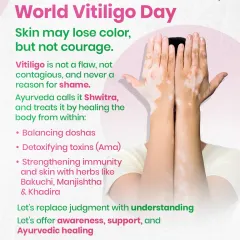 Vitiligo, known as Shwitra in Ayurveda, is not just a skin condition; it is a signal from the body about internal imbalances. Our approach focuses on detoxifying the body, balancing the doshas, and strengthening immunity to manage the condition from within, not just on the surface.