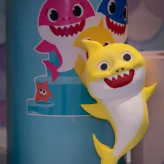 Another shot of the cheerful Baby Shark prop. The bright colors and friendly face are guaranteed to make any toddler smile.