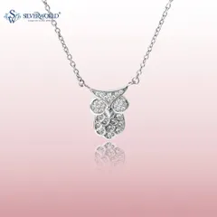 This charming Owl Pendant is fully encrusted with shimmering Zirconia stones. Crafted in 925 silver, it's a unique piece that represents wisdom and calm with a touch of sparkling grace.