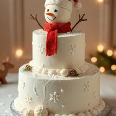 Do you want to build a snowman? This two-tiered snowman cake is sure to bring a smile to everyone's face this Christmas season.