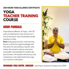 Our faculty is our greatest asset. Arun Pandala, a Yoga Acharya with 30 years of experience, is one of the senior most Sivananda teachers in India, known for making ancient science relatable and transformative.