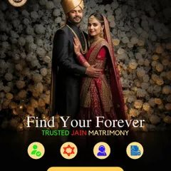 An elegant visual for our trusted Jain matrimony services. We focus on finding partners who share the same values and traditions, ensuring a meaningful match within the Jain community.
