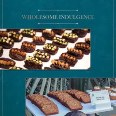 We create wholesome indulgences that nourish and delight. Our wellness-focused menu includes items like dates stuffed with pistachios and almonds, alongside a moist and flavourful banana and jowar cake.