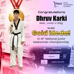 Congratulations to Dhruv Karki for winning the Gold medal at the 41st Junior National Taekwondo Championships. A true national champion in the making.