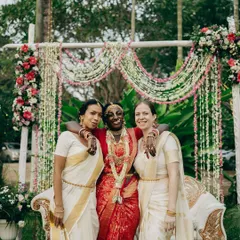 More moments with bride Syama and her wonderful bridesmaids. Whether it's for a group photo or participating in the ceremony, I ensure every saree is draped securely and beautifully.