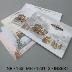 I designed this set to capture the grandeur of a royal wedding procession with a horse-drawn carriage. The artwork is spread across the main card and matching inserts, creating a cohesive and elegant theme.