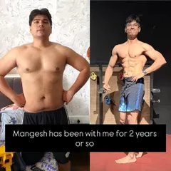 This male client's two-year transformation shows a dramatic shift from a soft physique to a lean, muscular build. This level of change comes from long-term dedication, not short-term diets.
