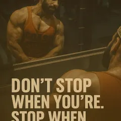 The mirror shows you the truth. The real competition is with the person you were yesterday. We stop when the work is done, not when we feel tired.