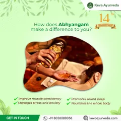 Abhyangam, our traditional Ayurvedic oil massage, makes a real difference. It improves muscle tone, manages stress and anxiety, promotes sound sleep, and deeply nourishes the entire body.