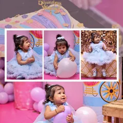 This collage from Shrinika's birthday party captures her playful spirit. From interacting with balloons to posing against the themed decor, we document all the little details of the day.
