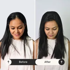 For clients with thinning at the front, my Face Framer extensions are a game-changer. This before and after shows how a small piece can add just the right amount of volume to create a fuller, more balanced hairline.